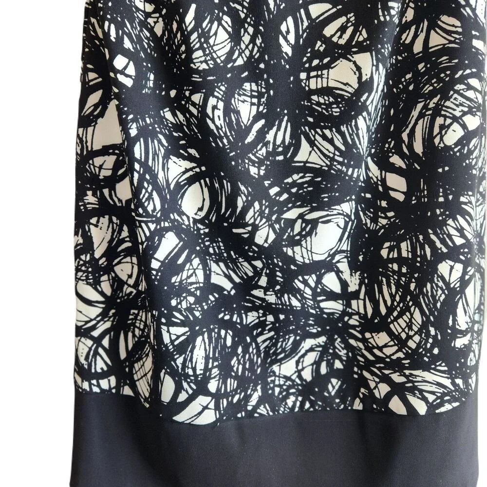 AB Studio Womens 8 Dress Black White Print Whimsy Goth Sleèveless Comfort Casual